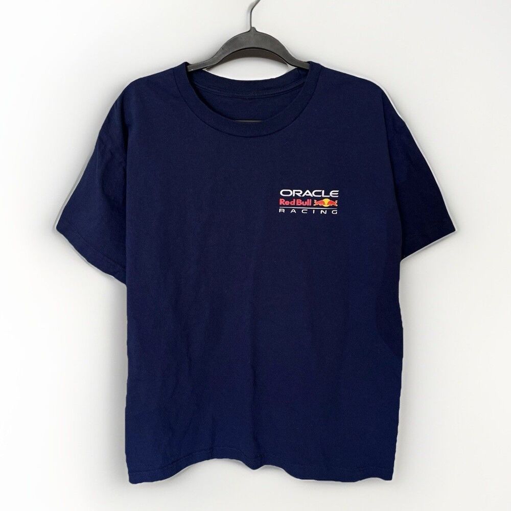 Oracle Red Bull Racing Tee Men's Size L Blue Short Sleeve `